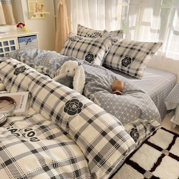 曼之夏 2026新款全棉印花花卉四件套 时尚格