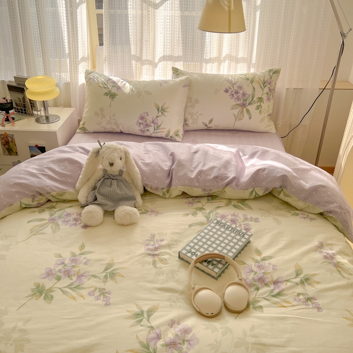 91家纺网 家纺一手货源 找家纺 曼之夏 2026新款全棉印花花卉四件套 天逸云舒