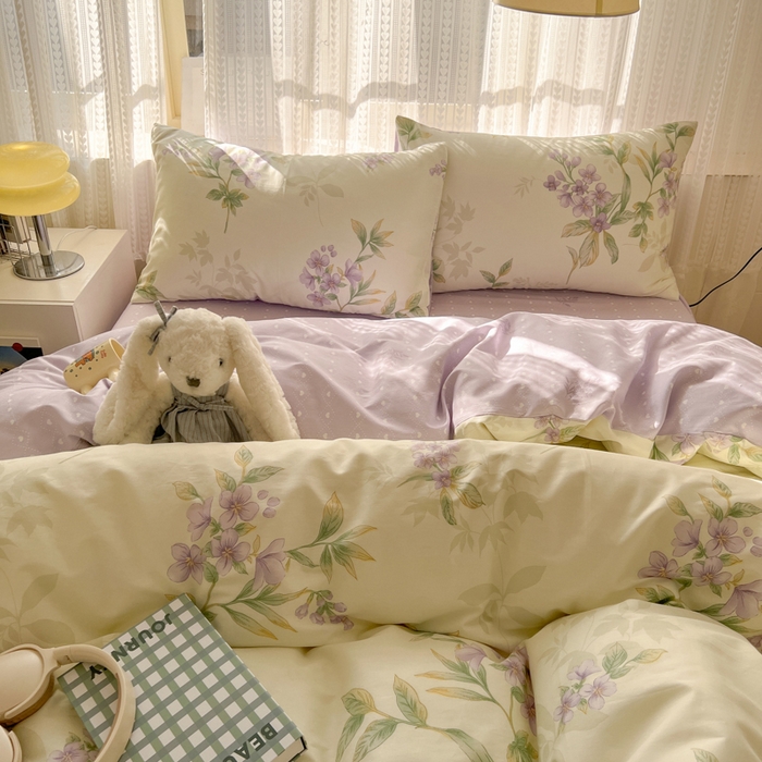 91家纺网 家纺一手货源 找家纺 曼之夏 2026新款全棉印花花卉四件套 天逸云舒