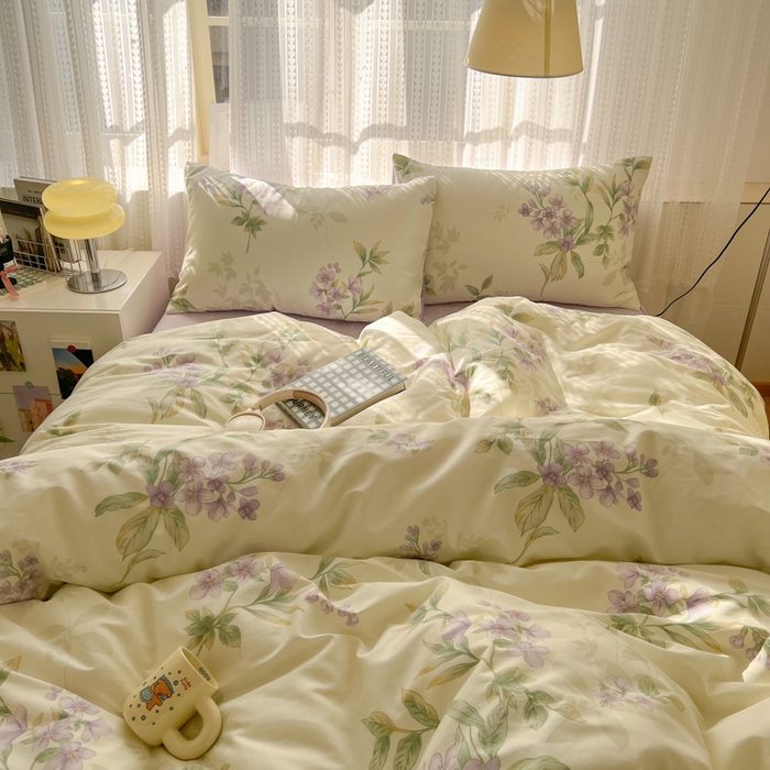 91家纺网 家纺一手货源 找家纺 曼之夏 2026新款全棉印花花卉四件套 天逸云舒