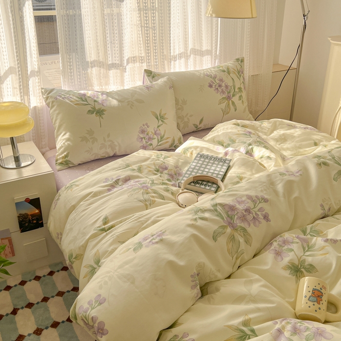 91家纺网 家纺一手货源 找家纺 曼之夏 2026新款全棉印花花卉四件套 天逸云舒