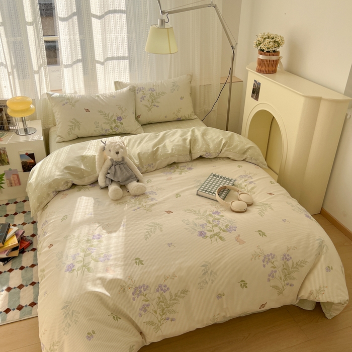 91家纺网 家纺一手货源 找家纺 曼之夏 2026新款全棉印花花卉四件套 童话镇