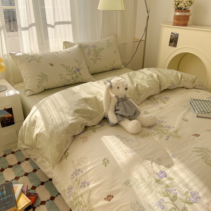 91家纺网 家纺一手货源 找家纺 曼之夏 2026新款全棉印花花卉四件套 童话镇