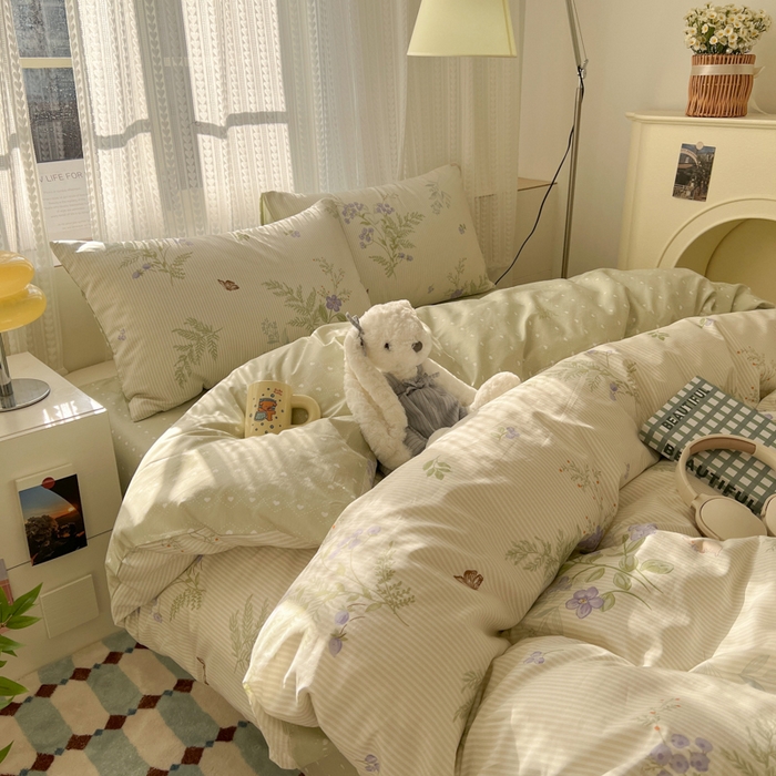 91家纺网 家纺一手货源 找家纺 曼之夏 2026新款全棉印花花卉四件套 童话镇