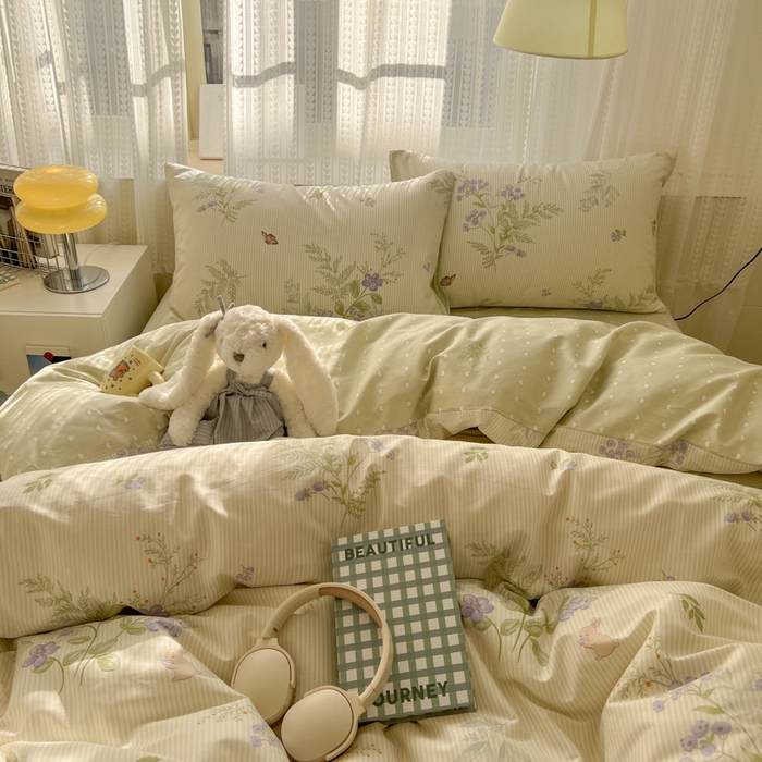 91家纺网 家纺一手货源 找家纺 曼之夏 2026新款全棉印花花卉四件套 童话镇