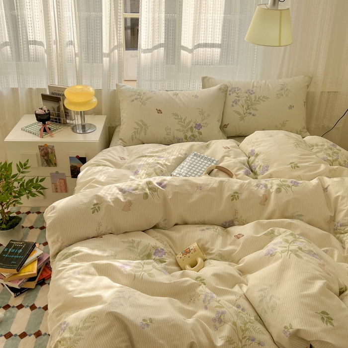 91家纺网 家纺一手货源 找家纺 曼之夏 2026新款全棉印花花卉四件套 童话镇