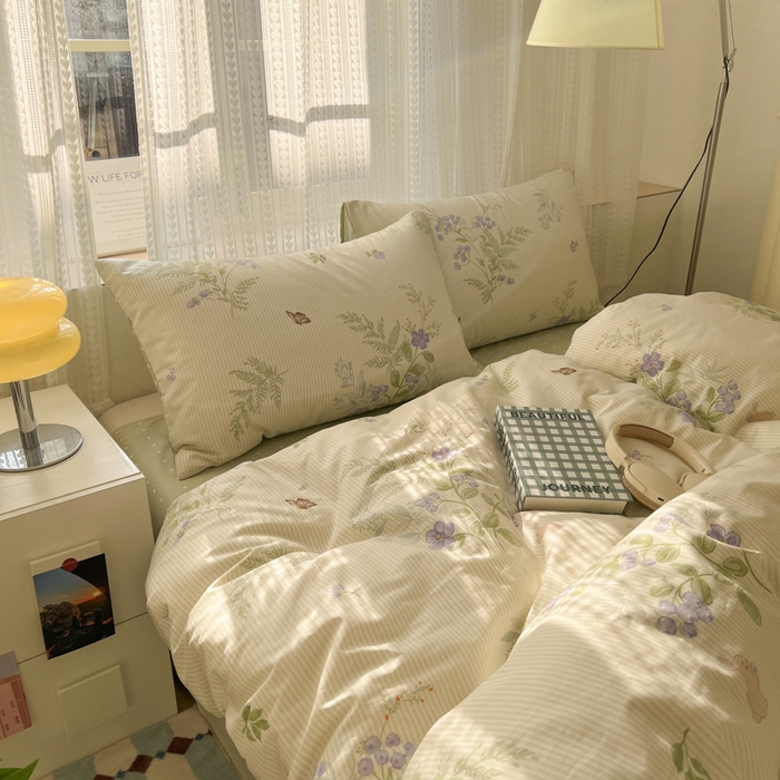 91家纺网 家纺一手货源 找家纺 曼之夏 2026新款全棉印花花卉四件套 童话镇