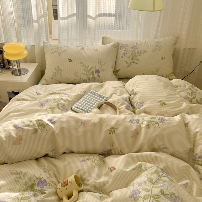 91家纺网 家纺一手货源 找家纺 曼之夏 2026新款全棉印花花卉四件套 童话镇