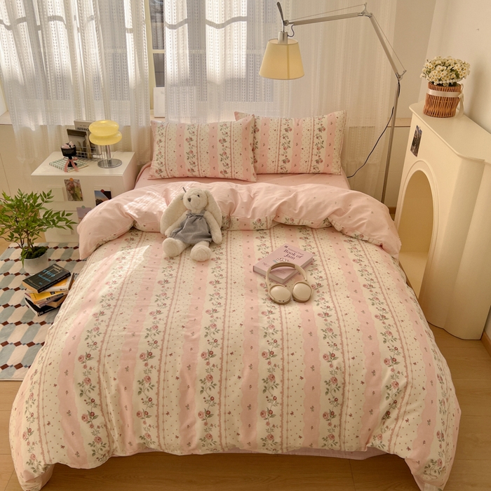 91家纺网 家纺一手货源 找家纺 曼之夏 2026新款全棉印花花卉四件套 温柔花香