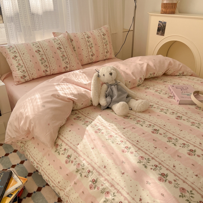 91家纺网 家纺一手货源 找家纺 曼之夏 2026新款全棉印花花卉四件套 温柔花香