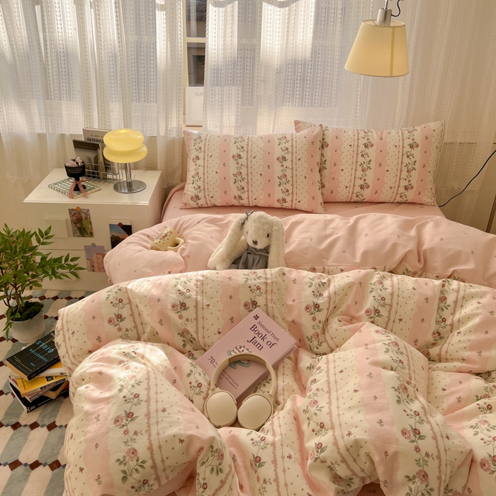 91家纺网 家纺一手货源 找家纺 曼之夏 2026新款全棉印花花卉四件套 温柔花香