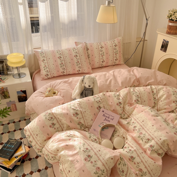 91家纺网 家纺一手货源 找家纺 曼之夏 2026新款全棉印花花卉四件套 温柔花香