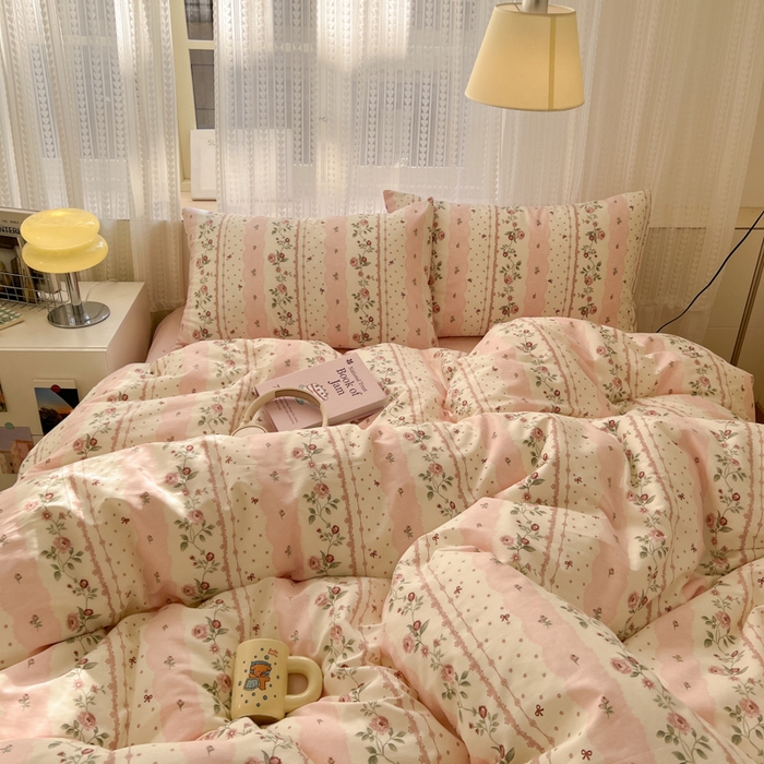 91家纺网 家纺一手货源 找家纺 曼之夏 2026新款全棉印花花卉四件套 温柔花香