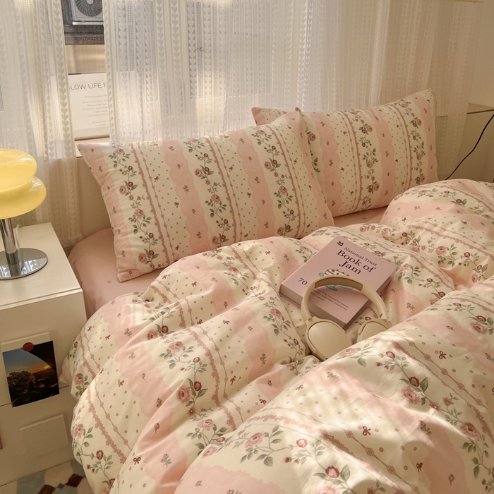 91家纺网 家纺一手货源 找家纺 曼之夏 2026新款全棉印花花卉四件套 温柔花香