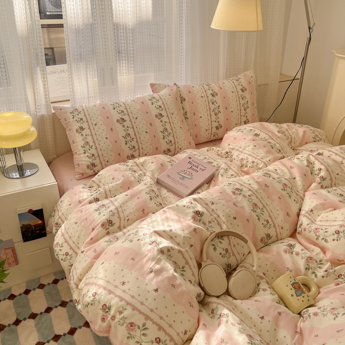 91家纺网 家纺一手货源 找家纺 曼之夏 2026新款全棉印花花卉四件套 温柔花香