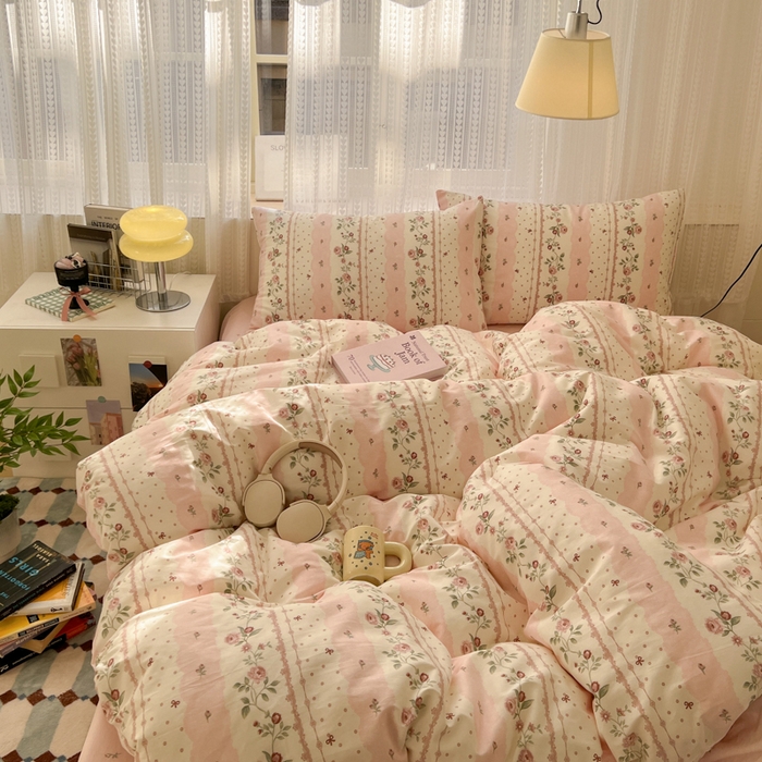 91家纺网 家纺一手货源 找家纺 曼之夏 2026新款全棉印花花卉四件套 温柔花香