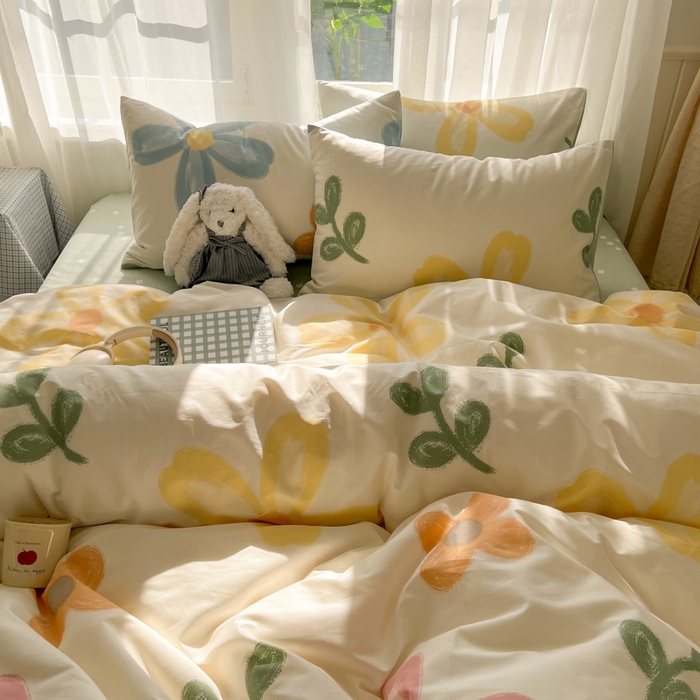 91家纺网 家纺一手货源 找家纺 曼之夏 2026新款全棉印花花卉四件套 五彩花朵