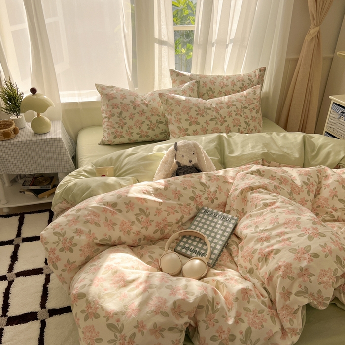 91家纺网 家纺一手货源 找家纺 曼之夏 2026新款全棉印花花卉四件套 香草芬芳