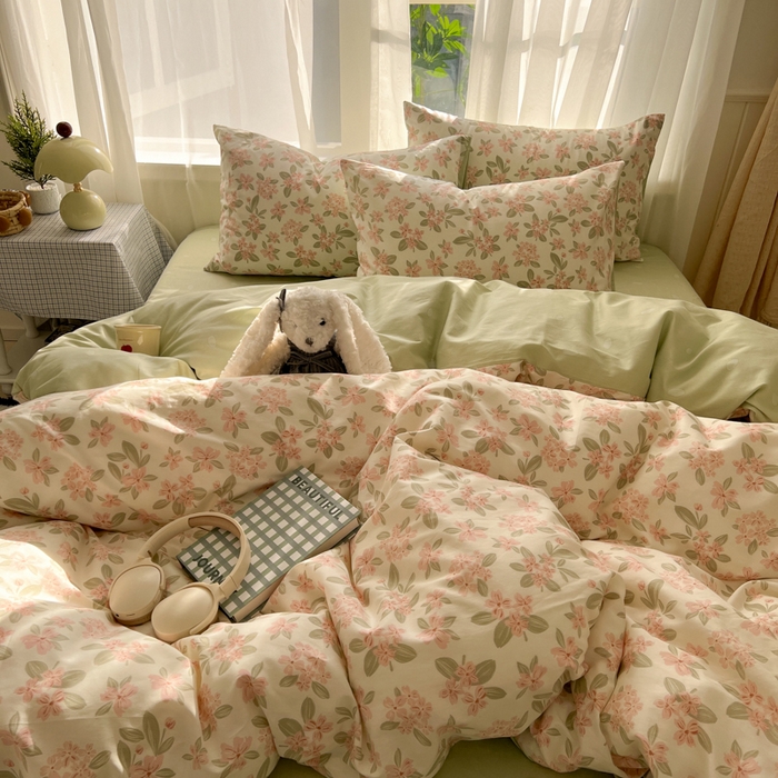 91家纺网 家纺一手货源 找家纺 曼之夏 2026新款全棉印花花卉四件套 香草芬芳