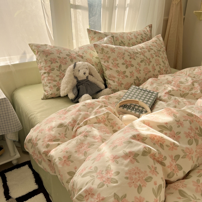 91家纺网 家纺一手货源 找家纺 曼之夏 2026新款全棉印花花卉四件套 香草芬芳