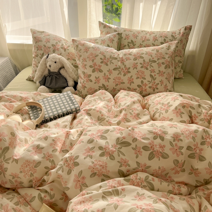 91家纺网 家纺一手货源 找家纺 曼之夏 2026新款全棉印花花卉四件套 香草芬芳