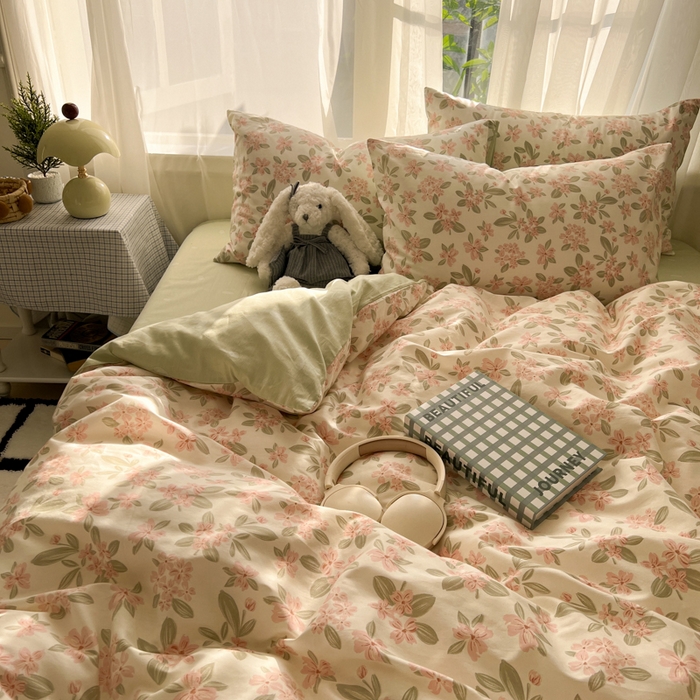 91家纺网 家纺一手货源 找家纺 曼之夏 2026新款全棉印花花卉四件套 香草芬芳