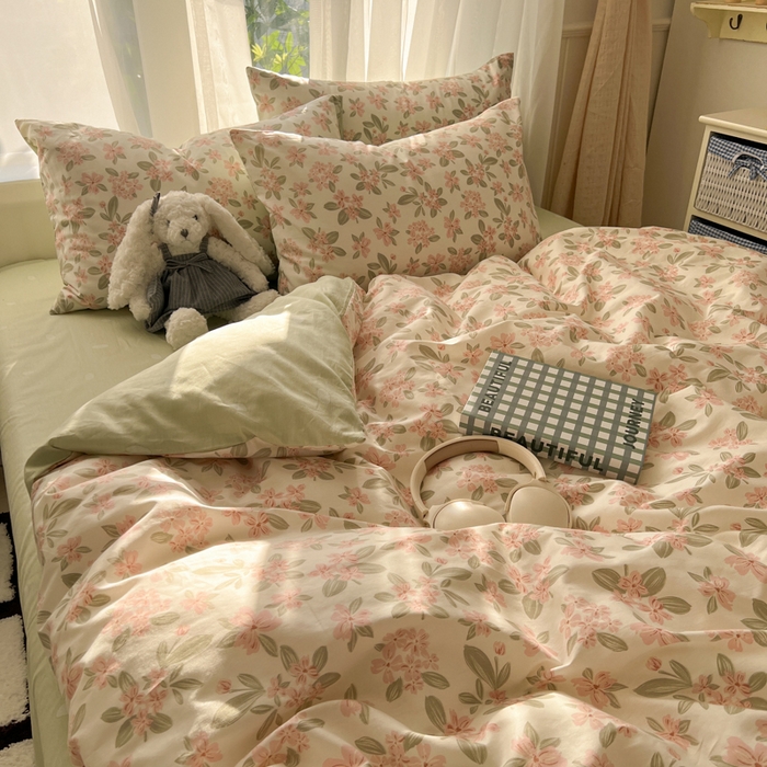 91家纺网 家纺一手货源 找家纺 曼之夏 2026新款全棉印花花卉四件套 香草芬芳