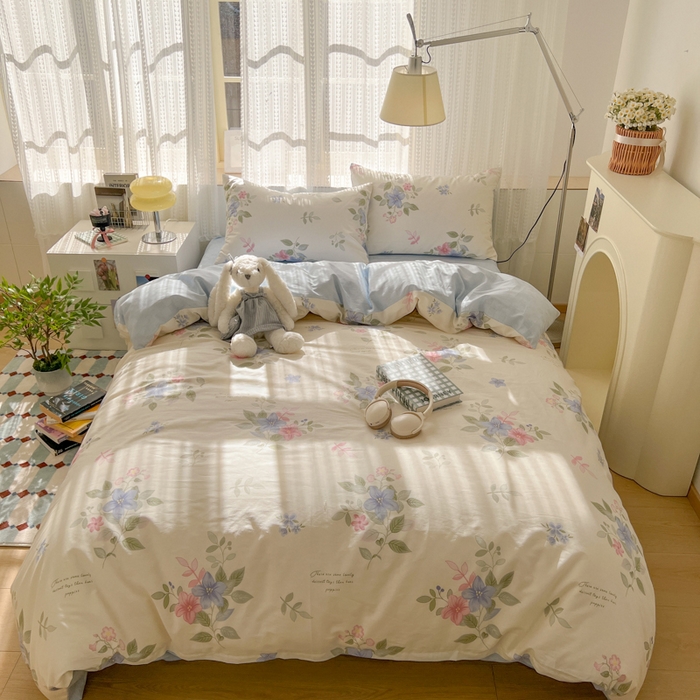 91家纺网 家纺一手货源 找家纺 曼之夏 2026新款全棉印花花卉四件套 香语幽涵