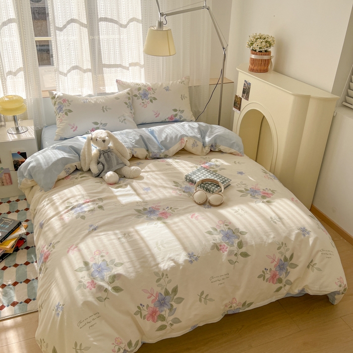 91家纺网 家纺一手货源 找家纺 曼之夏 2026新款全棉印花花卉四件套 香语幽涵