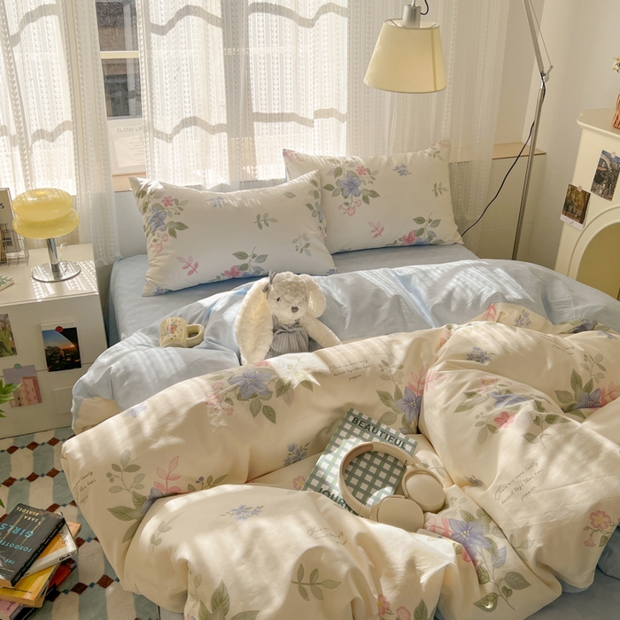 91家纺网 家纺一手货源 找家纺 曼之夏 2026新款全棉印花花卉四件套 香语幽涵