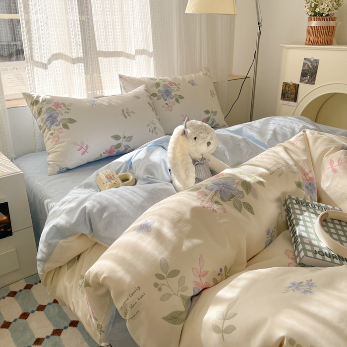 91家纺网 家纺一手货源 找家纺 曼之夏 2026新款全棉印花花卉四件套 香语幽涵