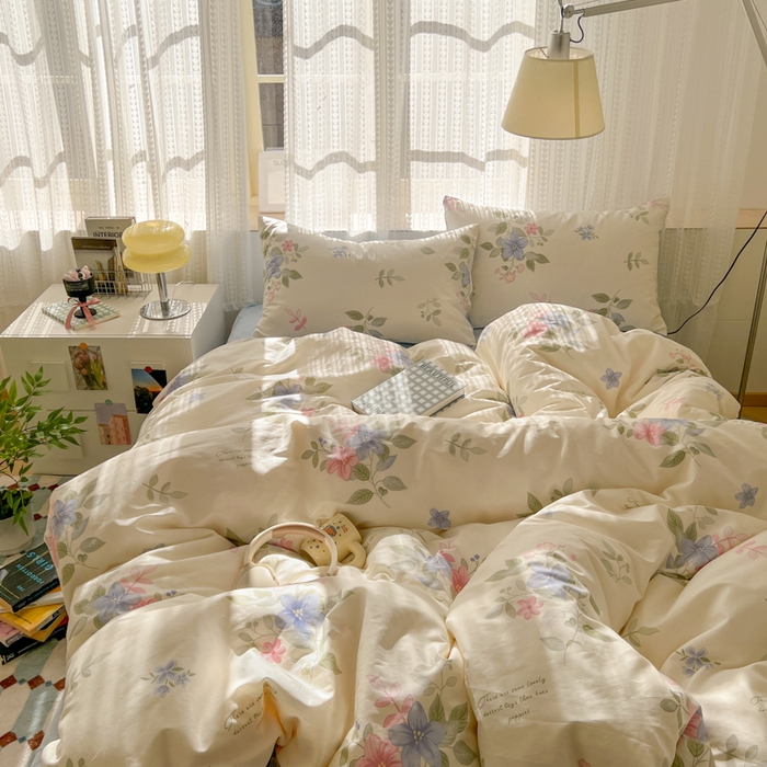 91家纺网 家纺一手货源 找家纺 曼之夏 2026新款全棉印花花卉四件套 香语幽涵