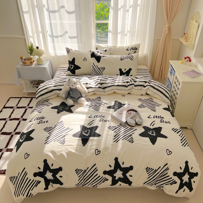 91家纺网 家纺一手货源 找家纺 曼之夏 2026新款全棉印花花卉四件套 幸福星