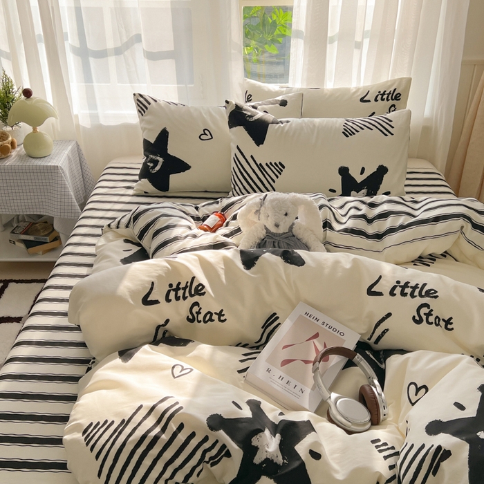 91家纺网 家纺一手货源 找家纺 曼之夏 2026新款全棉印花花卉四件套 幸福星