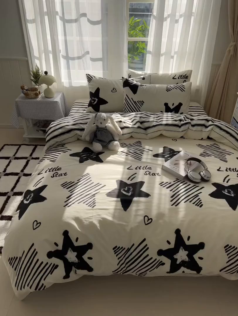 91家纺网 家纺一手货源 找家纺 曼之夏 2026新款全棉印花花卉四件套 幸福星