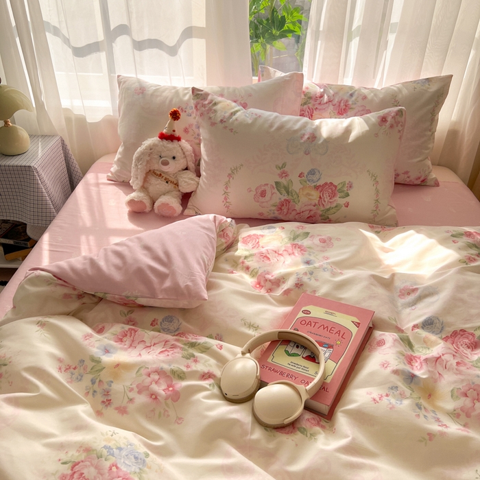 91家纺网 家纺一手货源 找家纺 曼之夏 2026新款全棉印花花卉四件套 雅香伊人