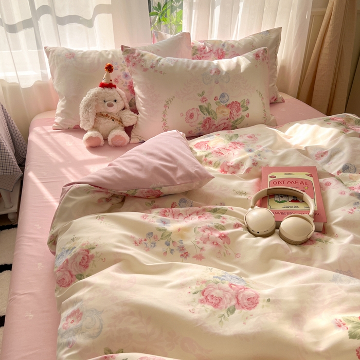 91家纺网 家纺一手货源 找家纺 曼之夏 2026新款全棉印花花卉四件套 雅香伊人