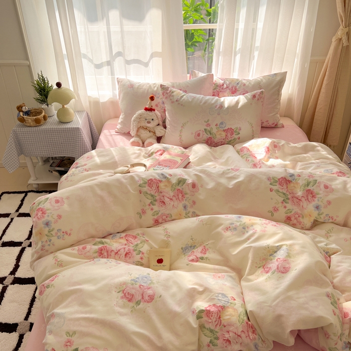 91家纺网 家纺一手货源 找家纺 曼之夏 2026新款全棉印花花卉四件套 雅香伊人