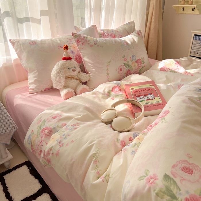 91家纺网 家纺一手货源 找家纺 曼之夏 2026新款全棉印花花卉四件套 雅香伊人