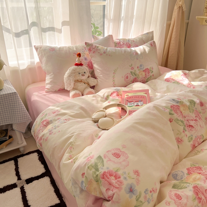 91家纺网 家纺一手货源 找家纺 曼之夏 2026新款全棉印花花卉四件套 雅香伊人