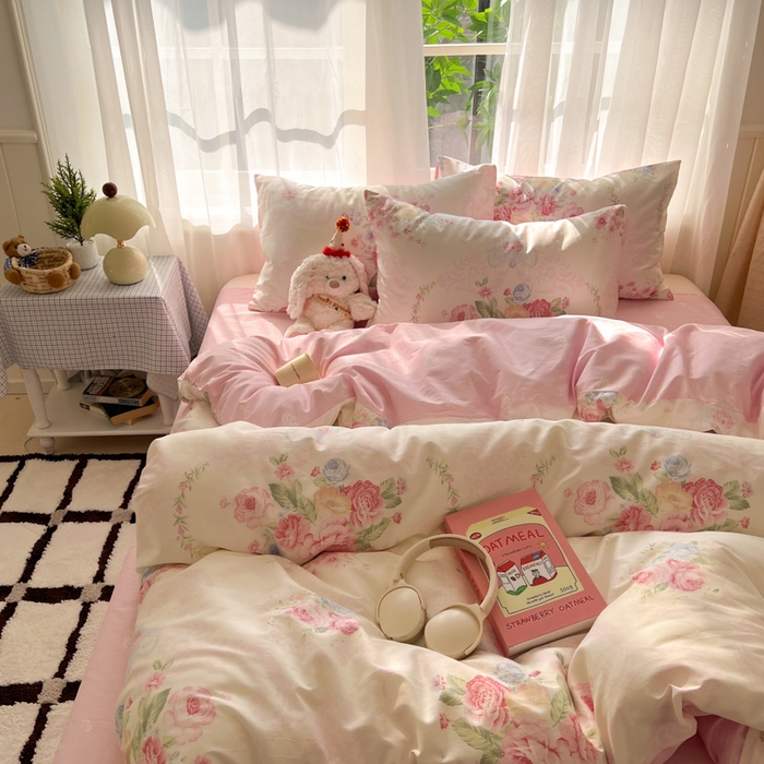 91家纺网 家纺一手货源 找家纺 曼之夏 2026新款全棉印花花卉四件套 雅香伊人