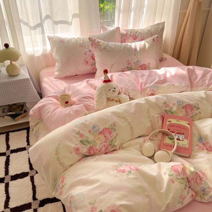 91家纺网 家纺一手货源 找家纺 曼之夏 2026新款全棉印花花卉四件套 雅香伊人