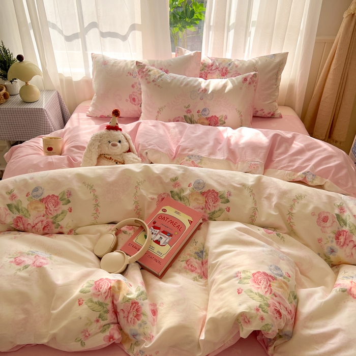 91家纺网 家纺一手货源 找家纺 曼之夏 2026新款全棉印花花卉四件套 雅香伊人