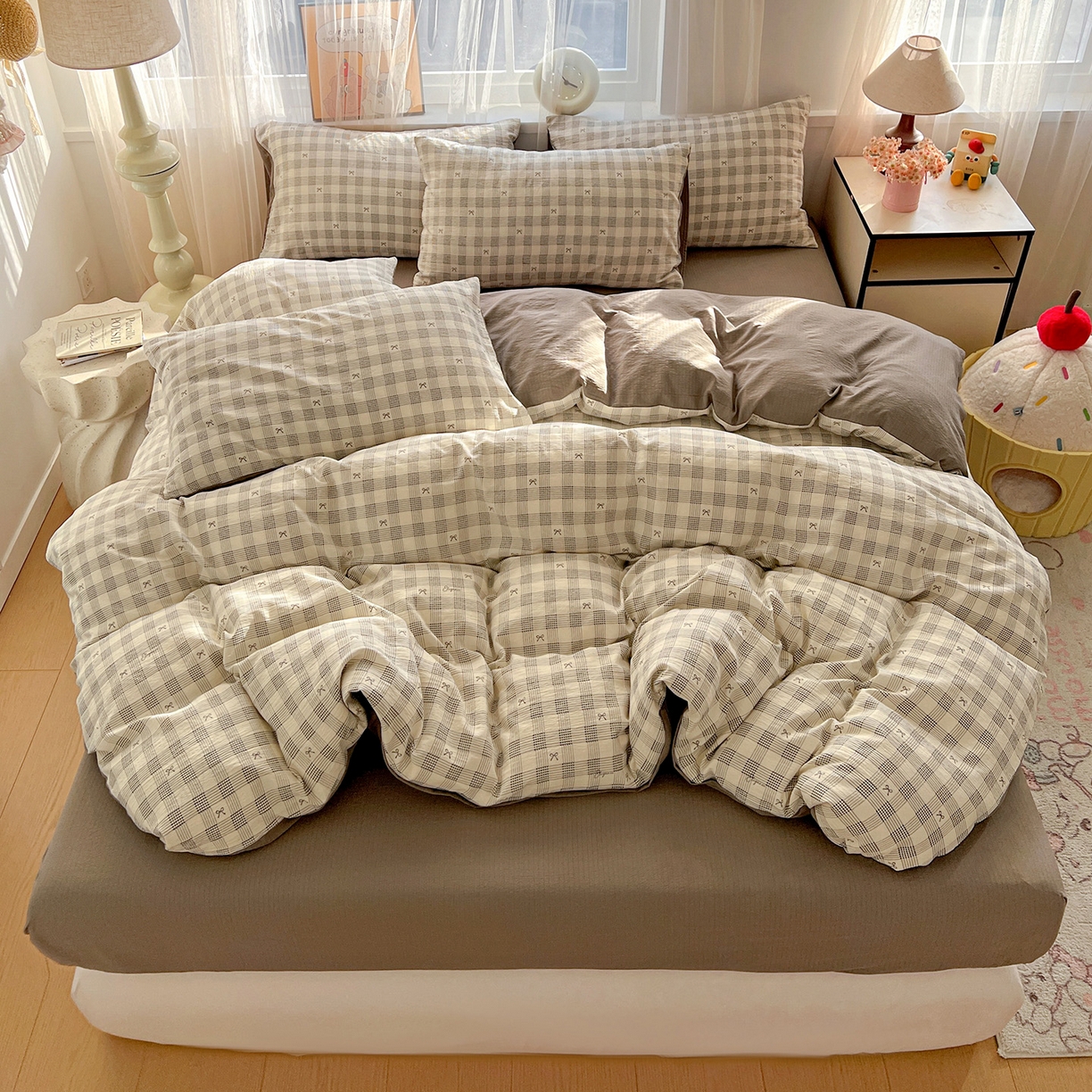 91家纺网 家纺一手货源 找家纺 （总）灿哈 2026新款双层纱木棉水洗棉单品套件