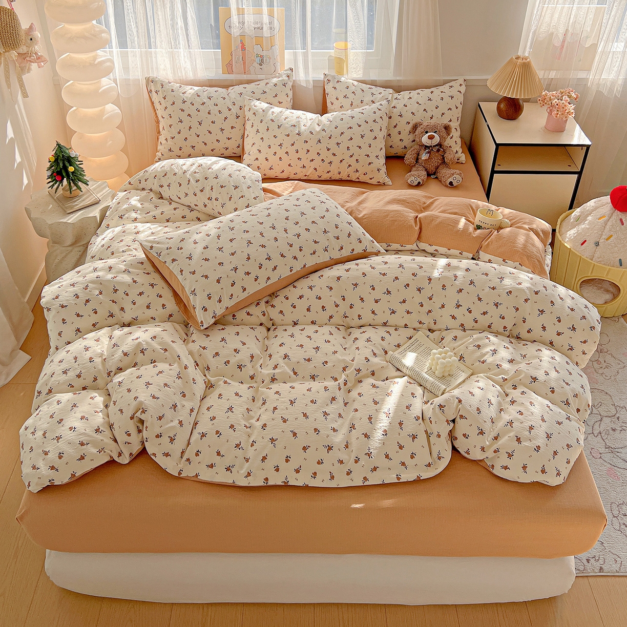 91家纺网 家纺一手货源 找家纺 （总）灿哈 2026新款双层纱木棉水洗棉单品套件