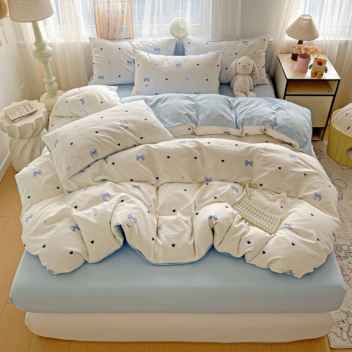 91家纺网 家纺一手货源 找家纺 （总）灿哈 2026新款双层纱木棉水洗棉单品套件