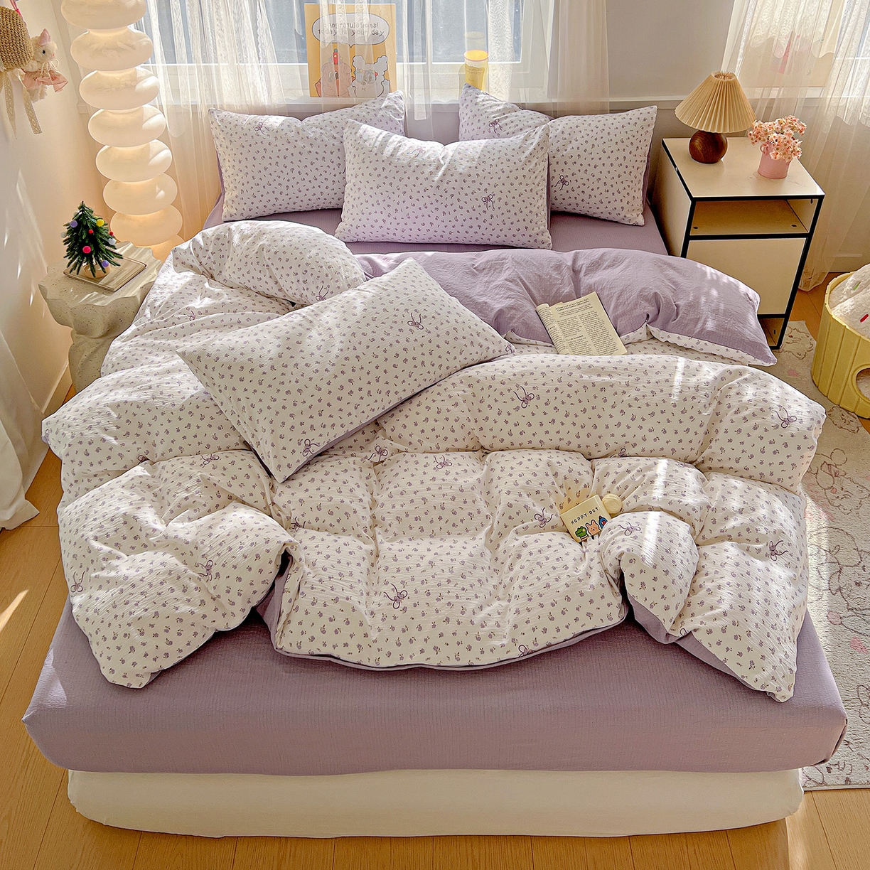 91家纺网 家纺一手货源 找家纺 （总）灿哈 2026新款双层纱木棉水洗棉单品套件