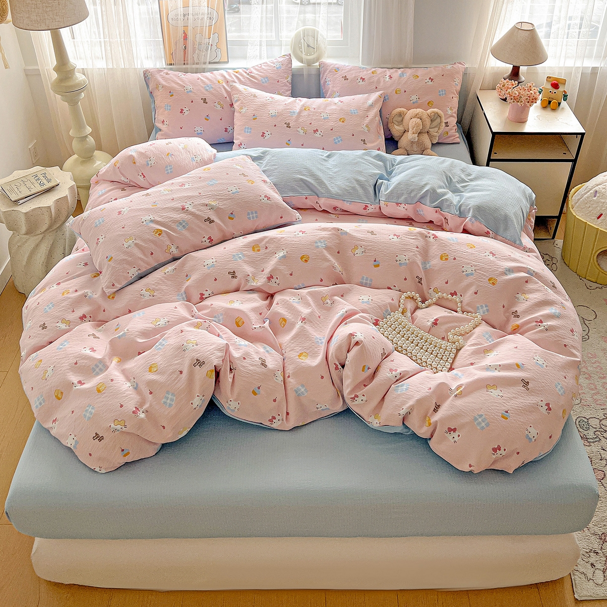 91家纺网 家纺一手货源 找家纺 （总）灿哈 2026新款双层纱木棉水洗棉单品套件