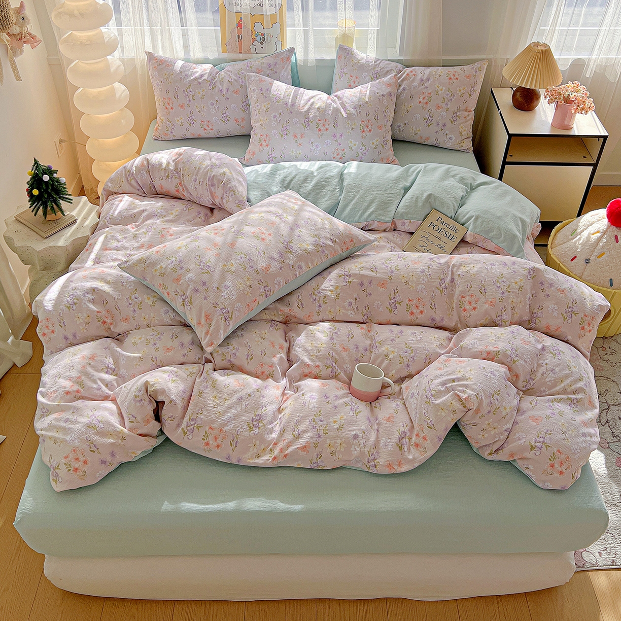 91家纺网 家纺一手货源 找家纺 （总）灿哈 2026新款双层纱木棉水洗棉单品套件