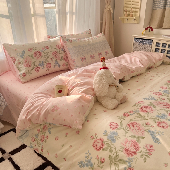 91家纺网 家纺一手货源 找家纺 曼之夏 2026新款全棉印花花卉四件套 幽若